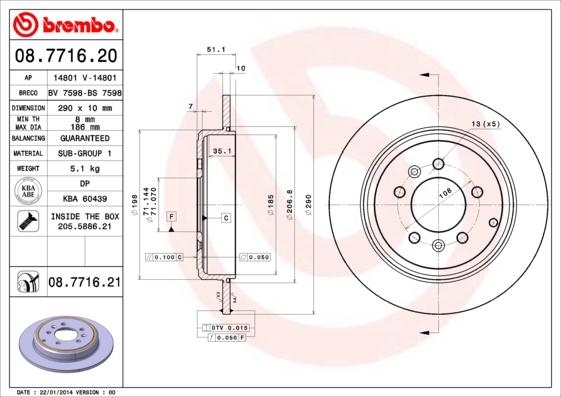 Brembo 08.7716.20 - Disque de frein cwaw.fr