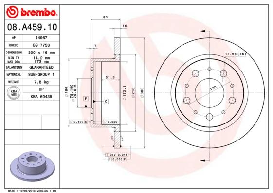 Brembo 08.A459.10 - Disque de frein cwaw.fr