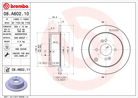 Brembo 08.A602.10 - Disque de frein cwaw.fr