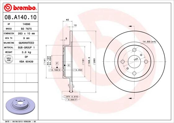 Brembo 08.A140.10 - Disque de frein cwaw.fr