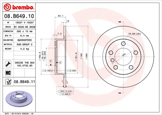 Brembo 08.B649.11 - Disque de frein cwaw.fr