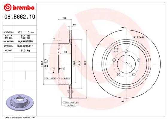 Brembo 08.B662.11 - Disque de frein cwaw.fr