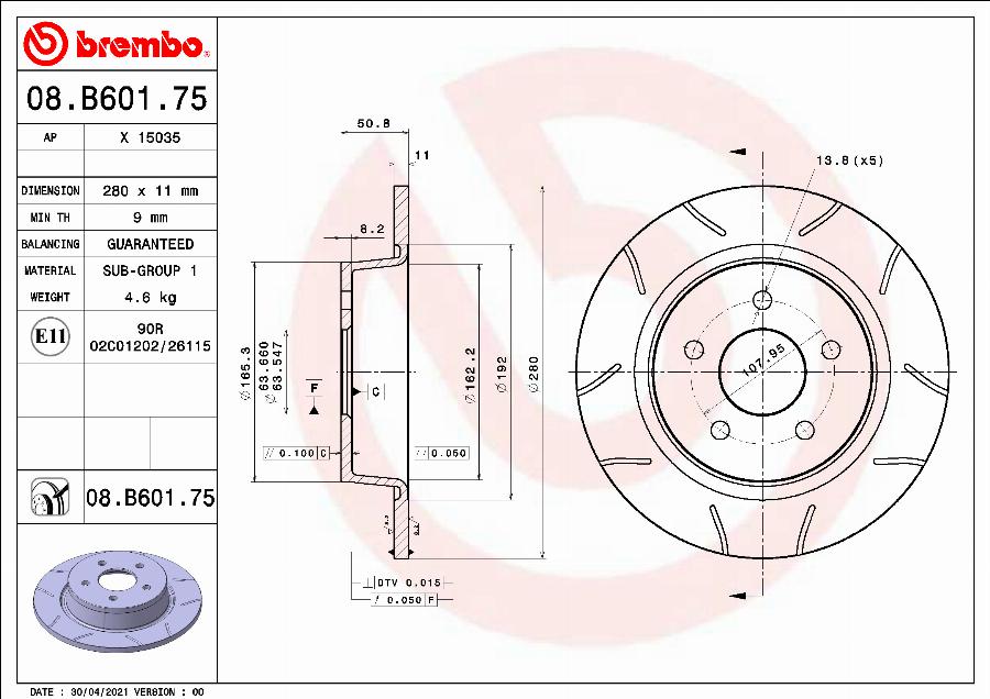 Brembo 08.B601.75 - Disque de frein cwaw.fr