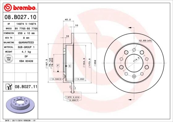 Brembo 08.B027.10 - Disque de frein cwaw.fr