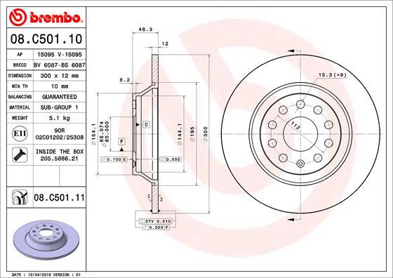 Brembo 08.C501.11 - Disque de frein cwaw.fr