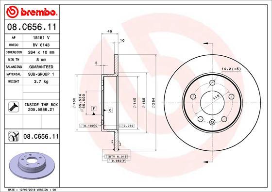 Brembo 08.C656.11 - Disque de frein cwaw.fr