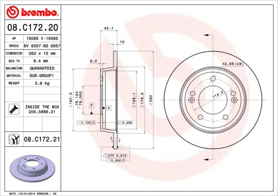 Brembo 08.C172.20 - Disque de frein cwaw.fr