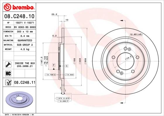 Brembo 08.C248.10 - Disque de frein cwaw.fr