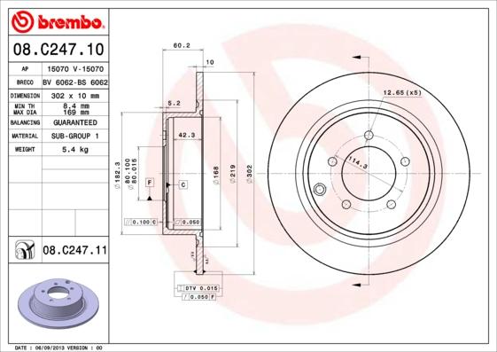 Brembo 08.C247.10 - Disque de frein cwaw.fr