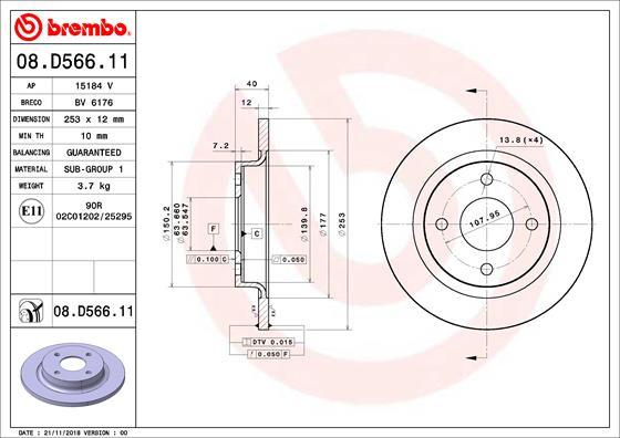 Brembo 08.D566.11 - Disque de frein cwaw.fr