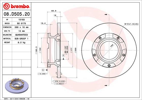 Brembo 08.D505.20 - Disque de frein cwaw.fr