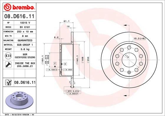 Brembo 08.D616.11 - Disque de frein cwaw.fr