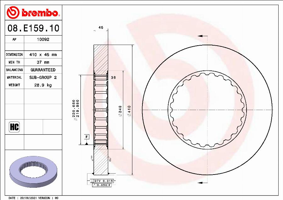 Brembo 08.E159.10 - Disque de frein cwaw.fr