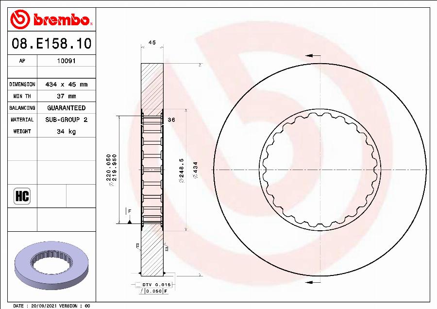 Brembo 08.E158.10 - Disque de frein cwaw.fr