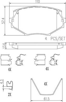 Brembo P49020N - Kit de plaquettes de frein, frein à disque cwaw.fr