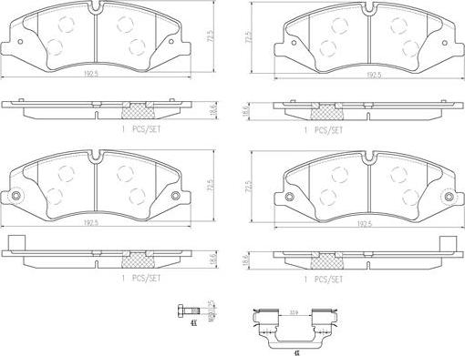 Brembo P44022N - Kit de plaquettes de frein, frein à disque cwaw.fr