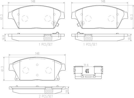 Brembo P59077N - Kit de plaquettes de frein, frein à disque cwaw.fr