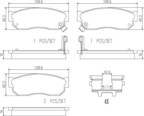 Brembo P56073N - Kit de plaquettes de frein, frein à disque cwaw.fr