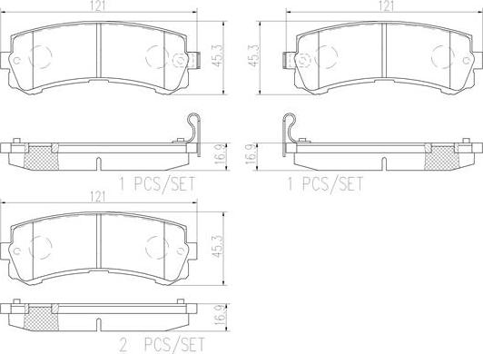 Brembo P 56 121 - Kit de plaquettes de frein, frein à disque cwaw.fr