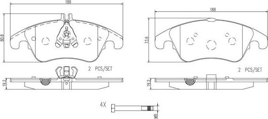 Brembo P50069N - Kit de plaquettes de frein, frein à disque cwaw.fr