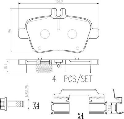 Brembo P50135N - Kit de plaquettes de frein, frein à disque cwaw.fr