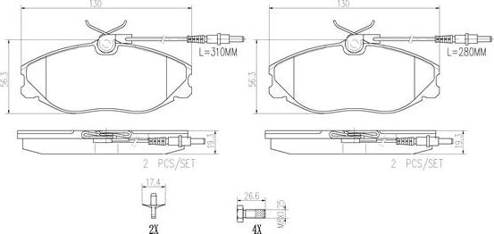 Brembo P61057N - Kit de plaquettes de frein, frein à disque cwaw.fr