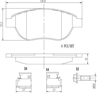 Brembo P61068N - Kit de plaquettes de frein, frein à disque cwaw.fr