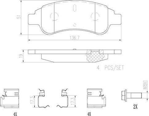 Brembo P61082N - Kit de plaquettes de frein, frein à disque cwaw.fr