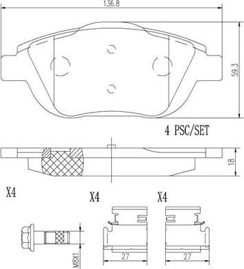 Brembo P61103N - Kit de plaquettes de frein, frein à disque cwaw.fr