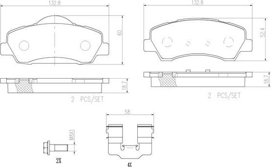 Brembo P61113N - Kit de plaquettes de frein, frein à disque cwaw.fr