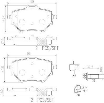 Brembo P61122N - Kit de plaquettes de frein, frein à disque cwaw.fr