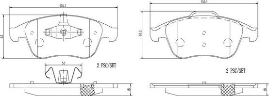 Brembo P68047N - Kit de plaquettes de frein, frein à disque cwaw.fr