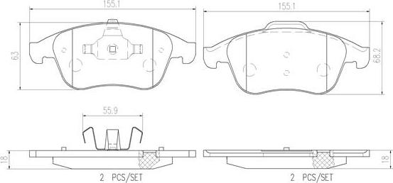 Brembo P68052N - Kit de plaquettes de frein, frein à disque cwaw.fr