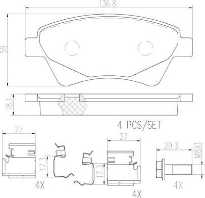 Brembo P68034N - Kit de plaquettes de frein, frein à disque cwaw.fr