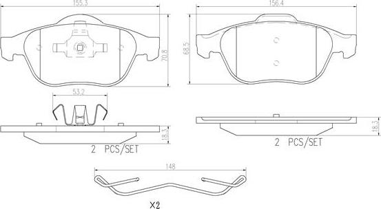 Brembo P68030N - Kit de plaquettes de frein, frein à disque cwaw.fr