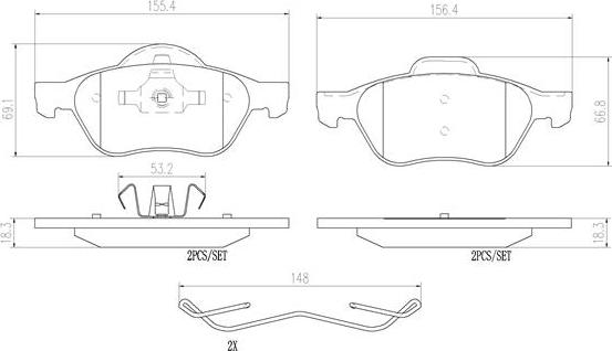 Brembo P68029N - Kit de plaquettes de frein, frein à disque cwaw.fr