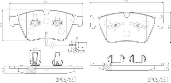 Brembo P05003N - Kit de plaquettes de frein, frein à disque cwaw.fr