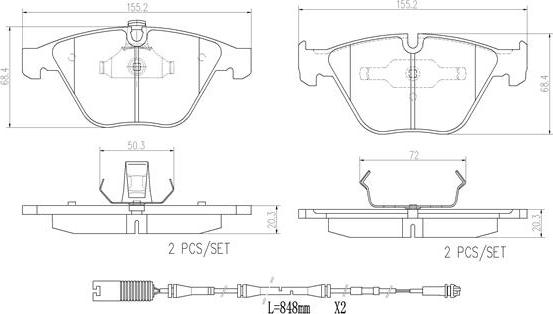 Brembo P06045N - Kit de plaquettes de frein, frein à disque cwaw.fr