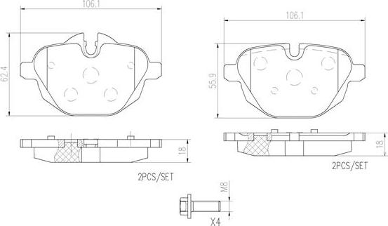 Brembo P06064N - Kit de plaquettes de frein, frein à disque cwaw.fr