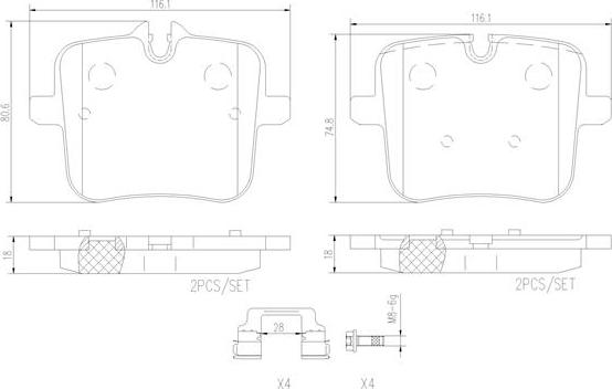 Brembo P06109N - Kit de plaquettes de frein, frein à disque cwaw.fr