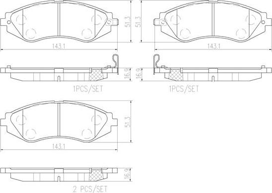 Brembo P15002N - Kit de plaquettes de frein, frein à disque cwaw.fr