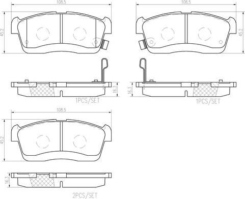 Brembo P16018N - Kit de plaquettes de frein, frein à disque cwaw.fr