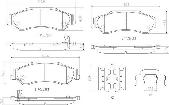 Brembo P10002N - Kit de plaquettes de frein, frein à disque cwaw.fr