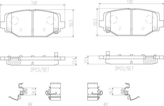 Brembo P11032N - Kit de plaquettes de frein, frein à disque cwaw.fr