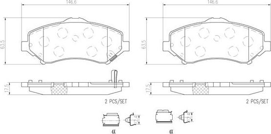 Brembo P11022N - Kit de plaquettes de frein, frein à disque cwaw.fr