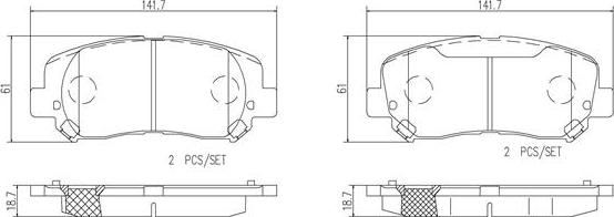 Brembo P18032N - Kit de plaquettes de frein, frein à disque cwaw.fr