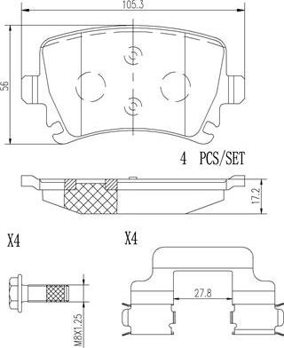 Brembo P85095N - Kit de plaquettes de frein, frein à disque cwaw.fr