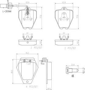 Brembo P85096N - Kit de plaquettes de frein, frein à disque cwaw.fr