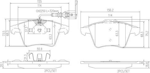 Brembo P85090N - Kit de plaquettes de frein, frein à disque cwaw.fr