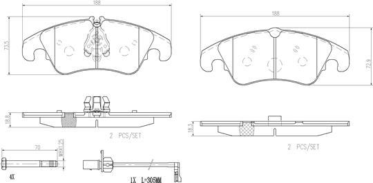 Brembo P85098N - Kit de plaquettes de frein, frein à disque cwaw.fr